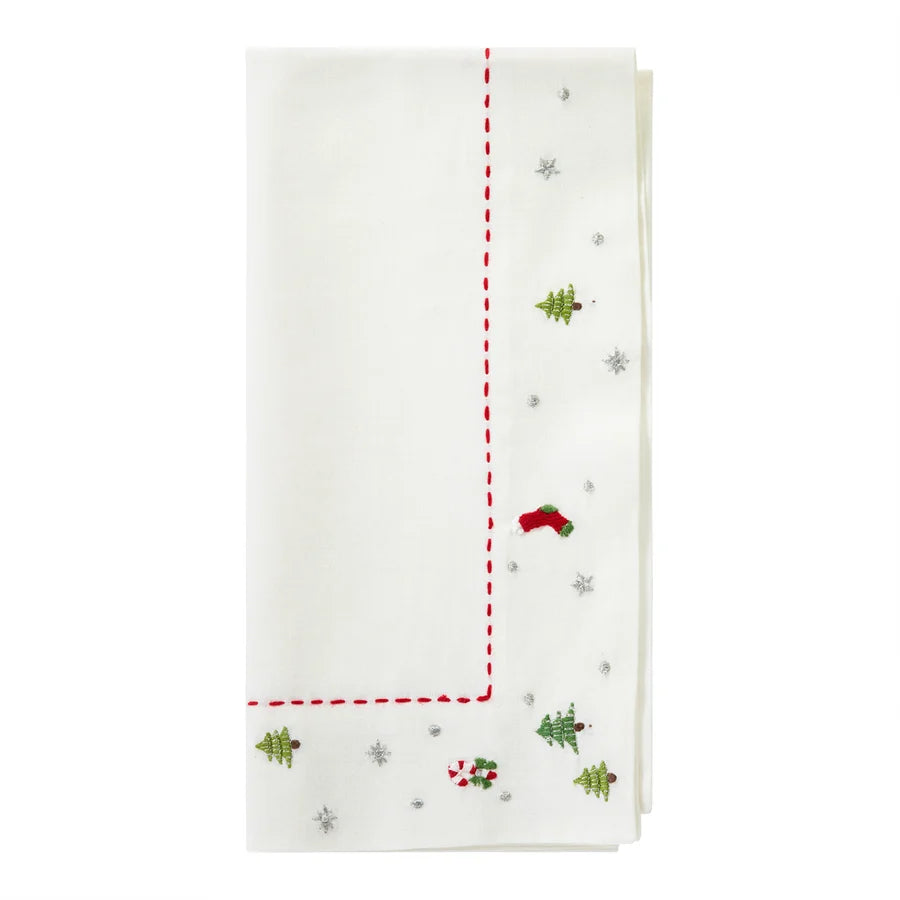 Jolly Days Embroidered Holiday Napkins, Set of 4
