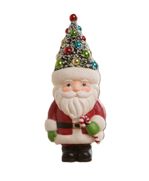 Retro Santa with Candy Cane and Tree Hat