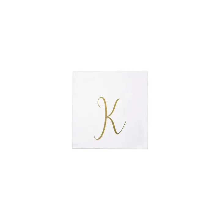 Vietri Papersoft Gold Monogram Cocktail Napkins, K