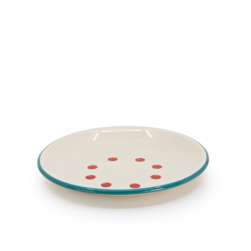Dan Pelosi x CCH Tomato Coupe Dinner Plate, Turquoise Rim