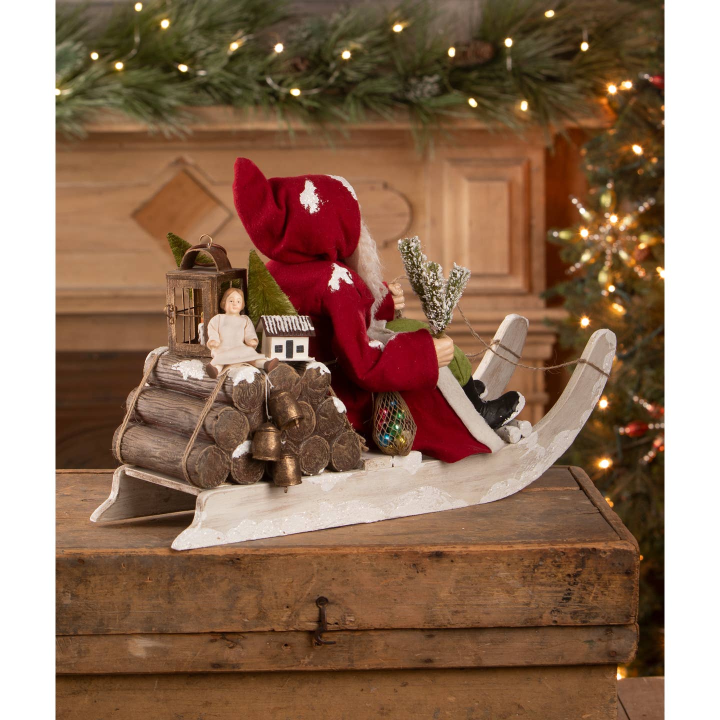 Santa On Log Sled
