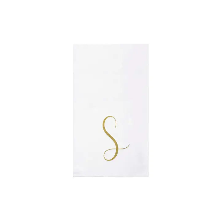 Vietri Papersoft Gold Monogram Guest Towel Napkins, S