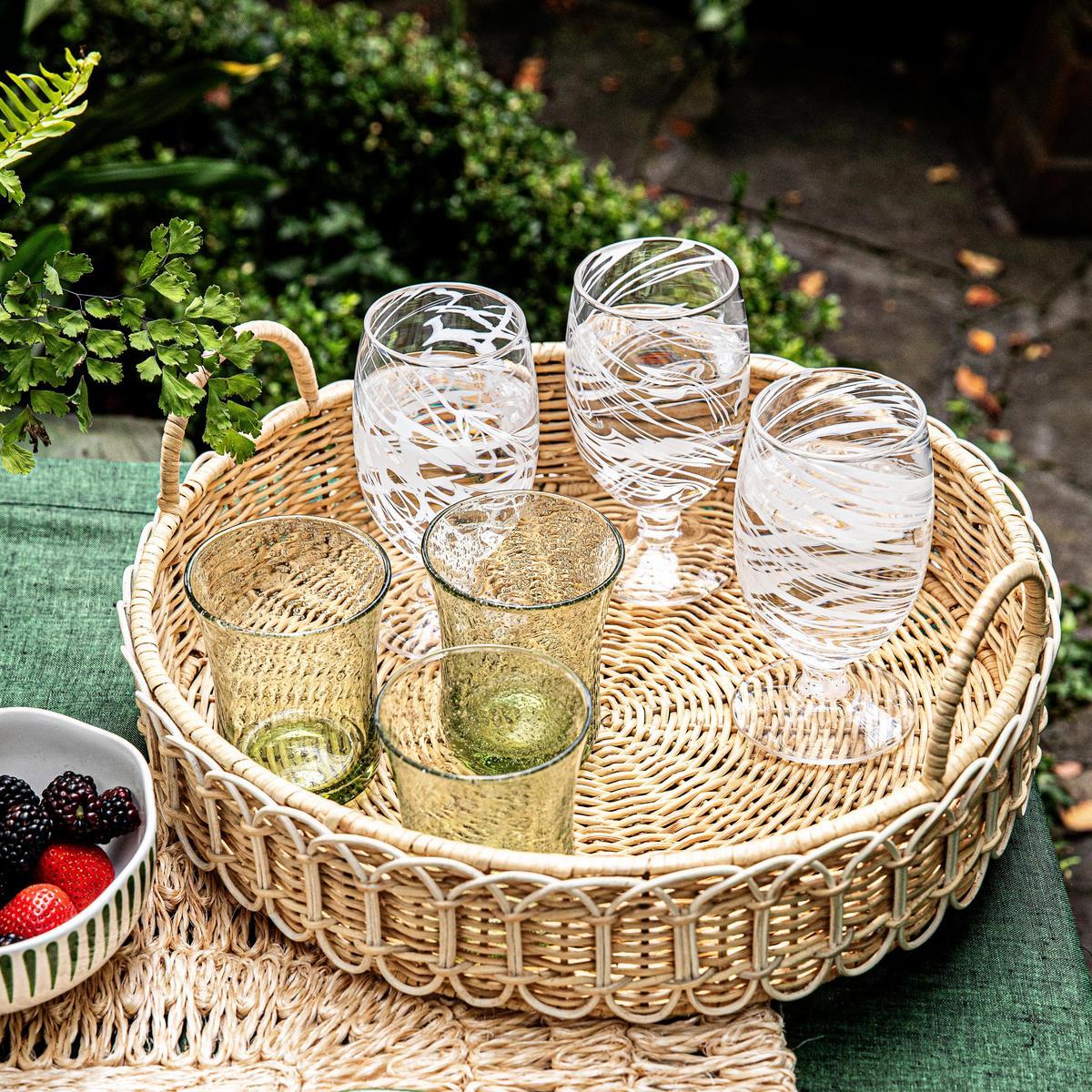 Juliska Provence Rattan 16" Circle Tray, Whitewash