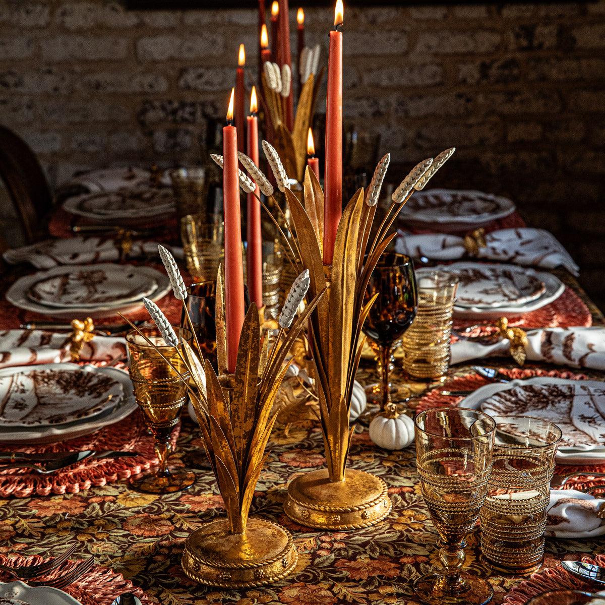 Juliska Forest Walk Wheat 17" Candlestick, Gold