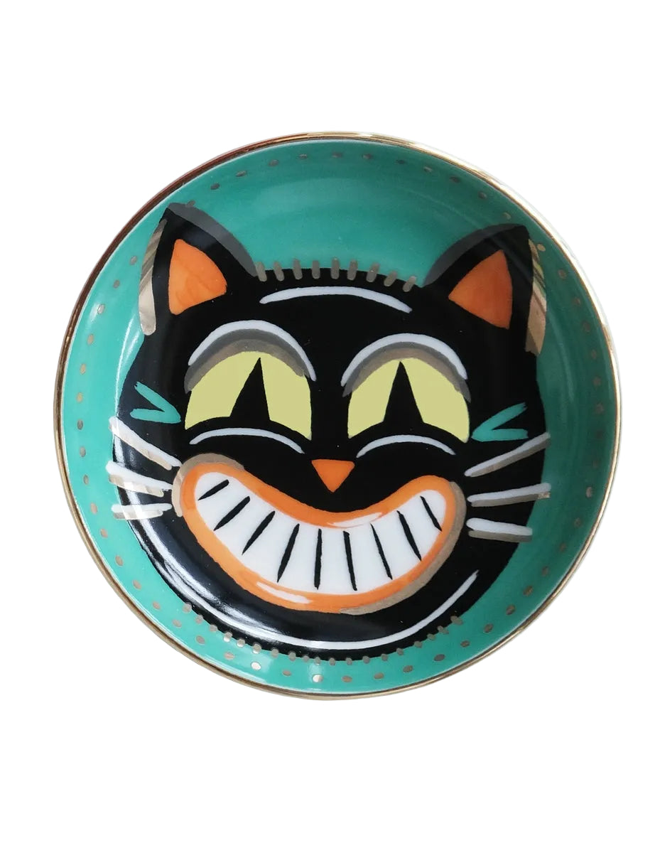 Halloween Cat Porcelain Trinket Dish