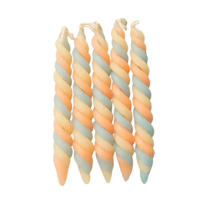 Seabreeze Sunset Twisted Beeswax Candles, Set of 5