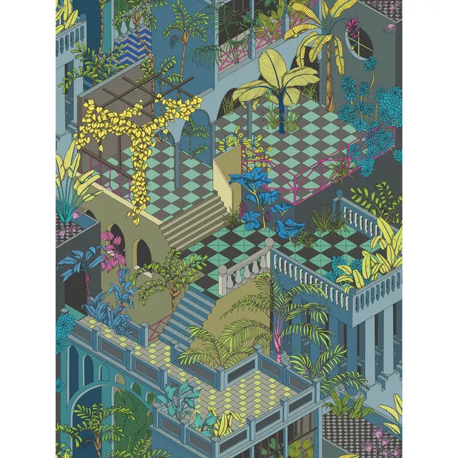 Cole & Son Miami Wallpaper, Petrol Multi