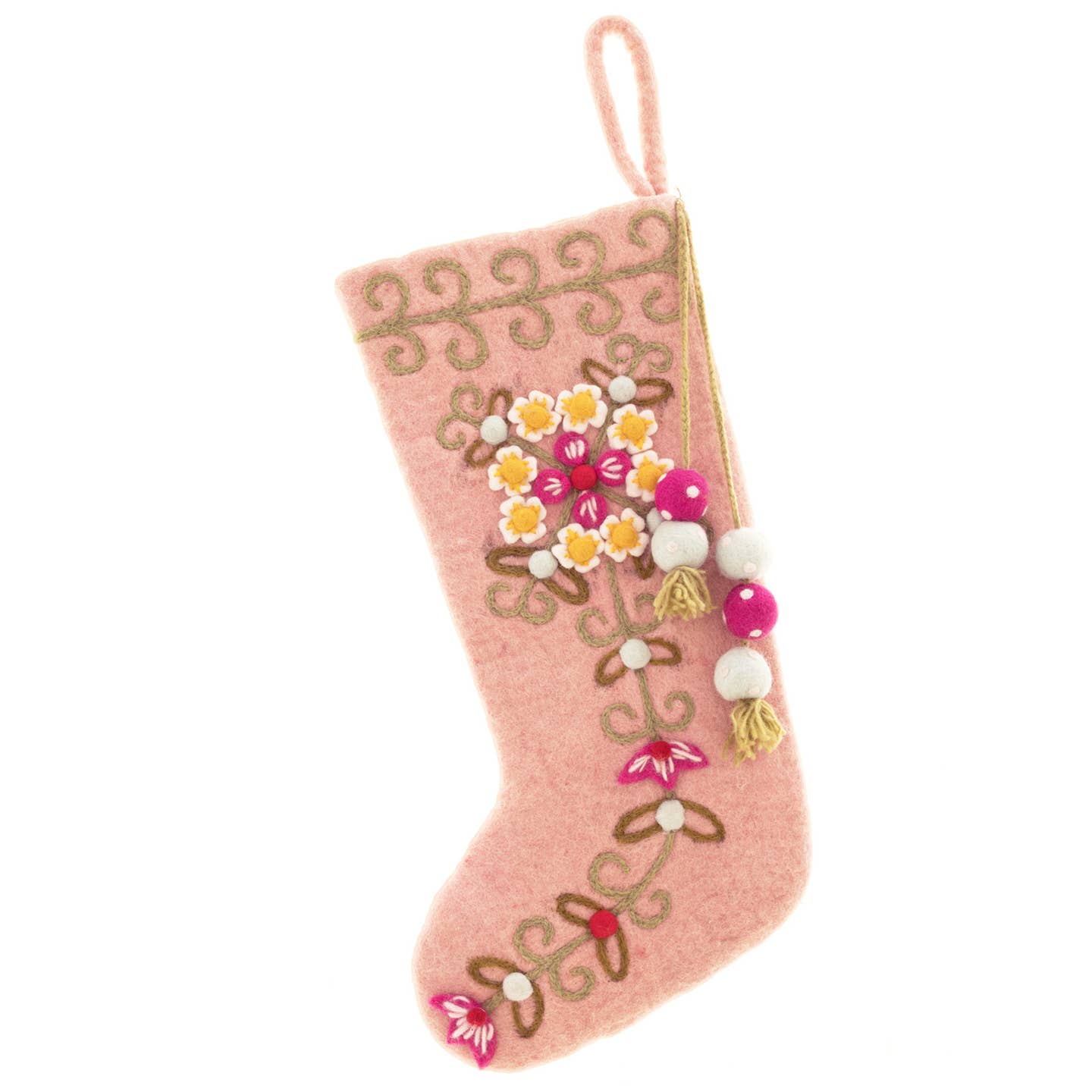 Meadow Felted Wool Stocking, Pink