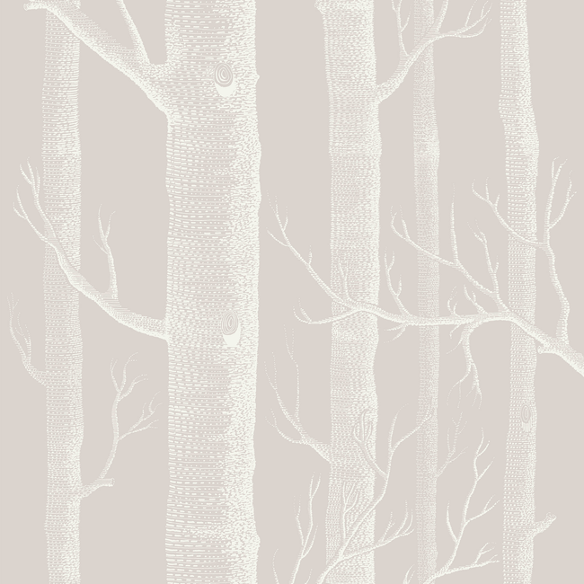 Cole & Son Woods Wallpaper, Stone/White