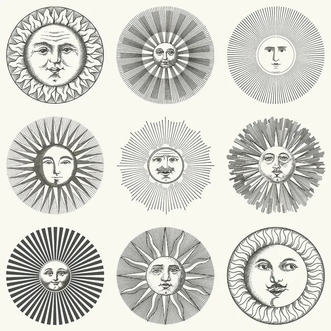 Fornasetti Soli Wallpaper, Black & White