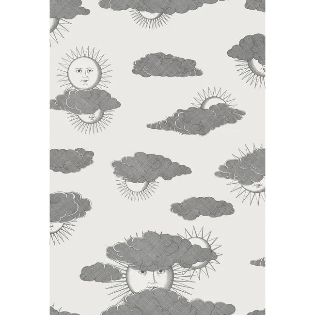 Fornasetti Soli E Nuvole Wallpaper, Black / White