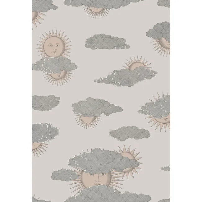 Fornasetti Soli E Nuvole Wallpaper, Beige