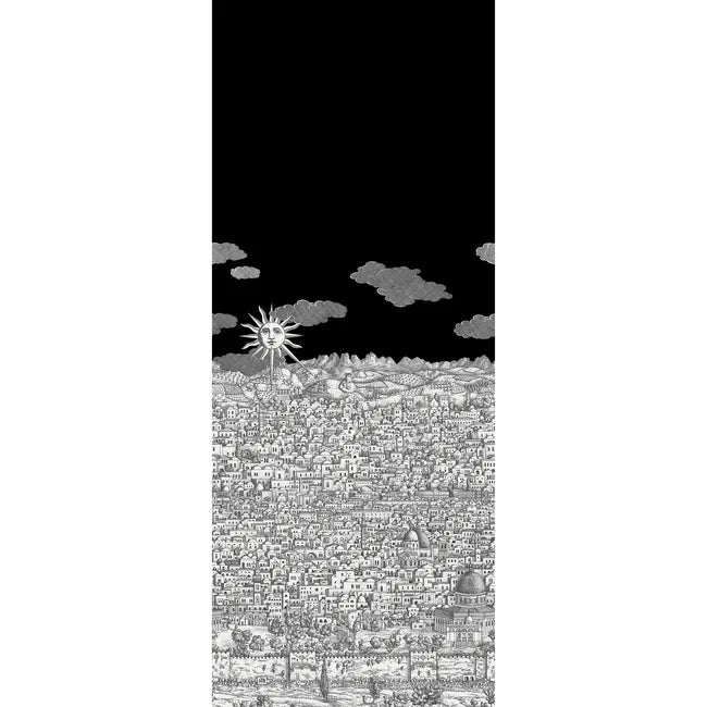 Fornasetti Vista Mediterranean Wallpaper, Charcoal