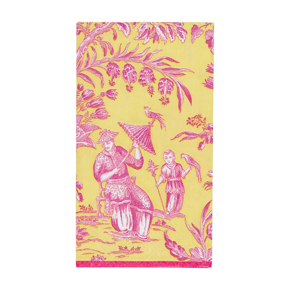 Caspari Silk Road Toile Chartreuse Guest Towel Napkins