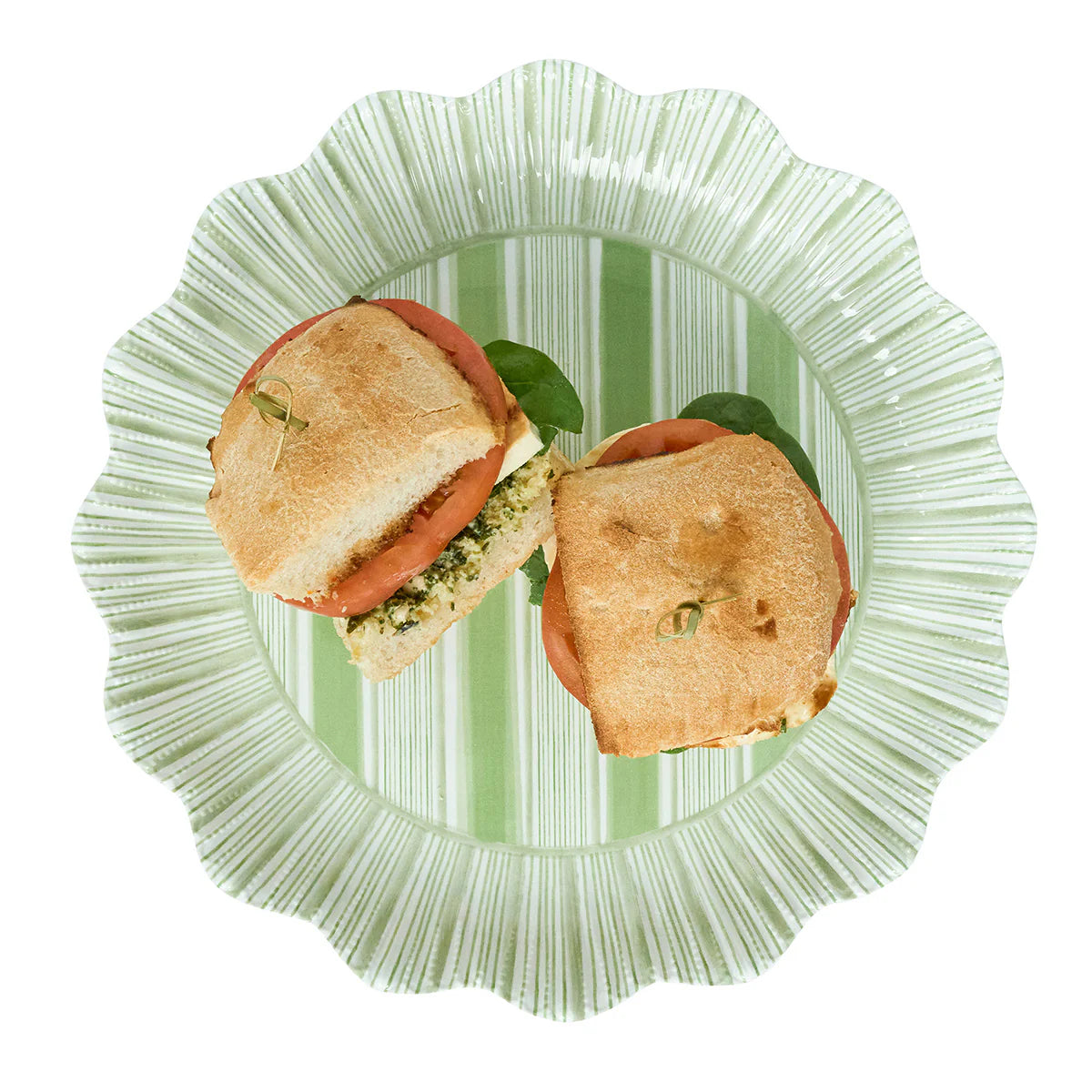 Juliska Cabana Stripe Melamine Dinner Plate, Seagrass