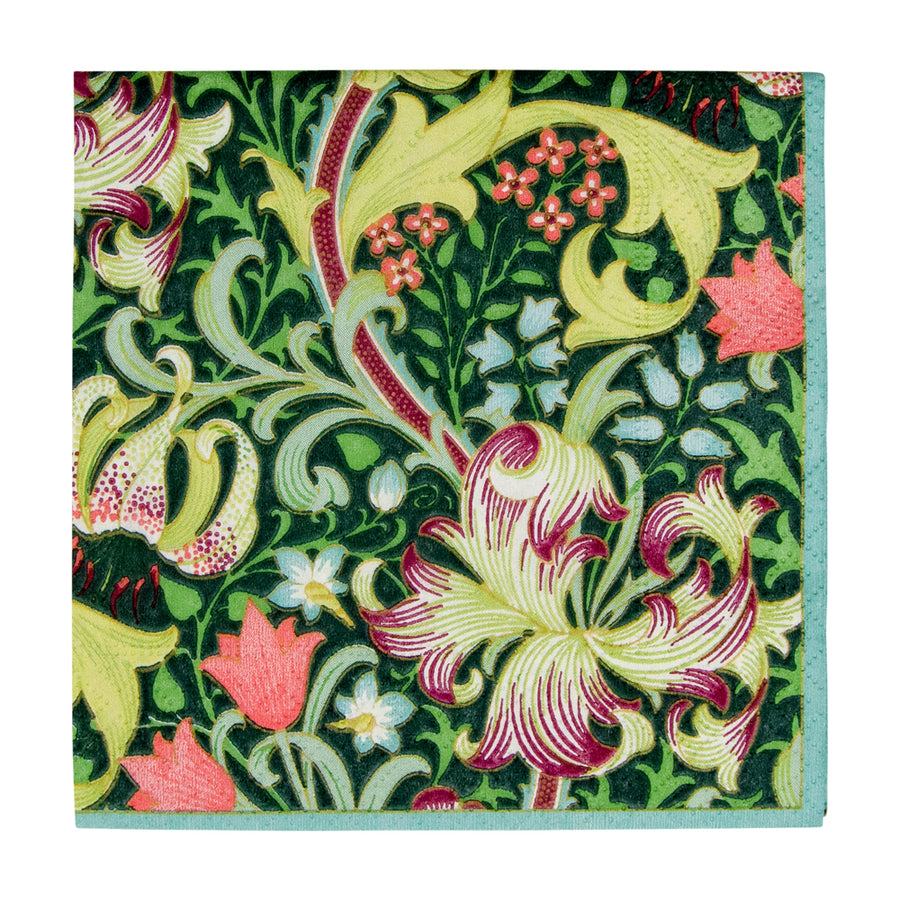 Caspari Golden Lily Forest Cocktail Napkins