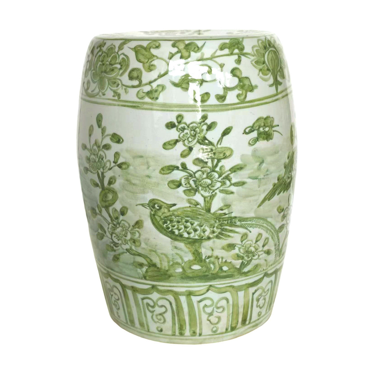 Elise Garden Stool, Green & White