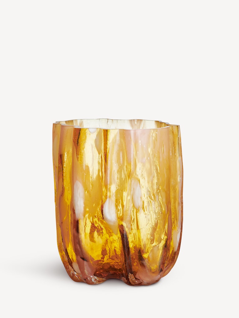 Crackle Vase Amber Tall
