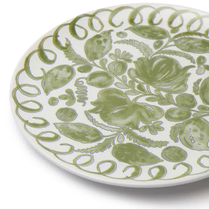Amalfi Dinner Plate, White & Green