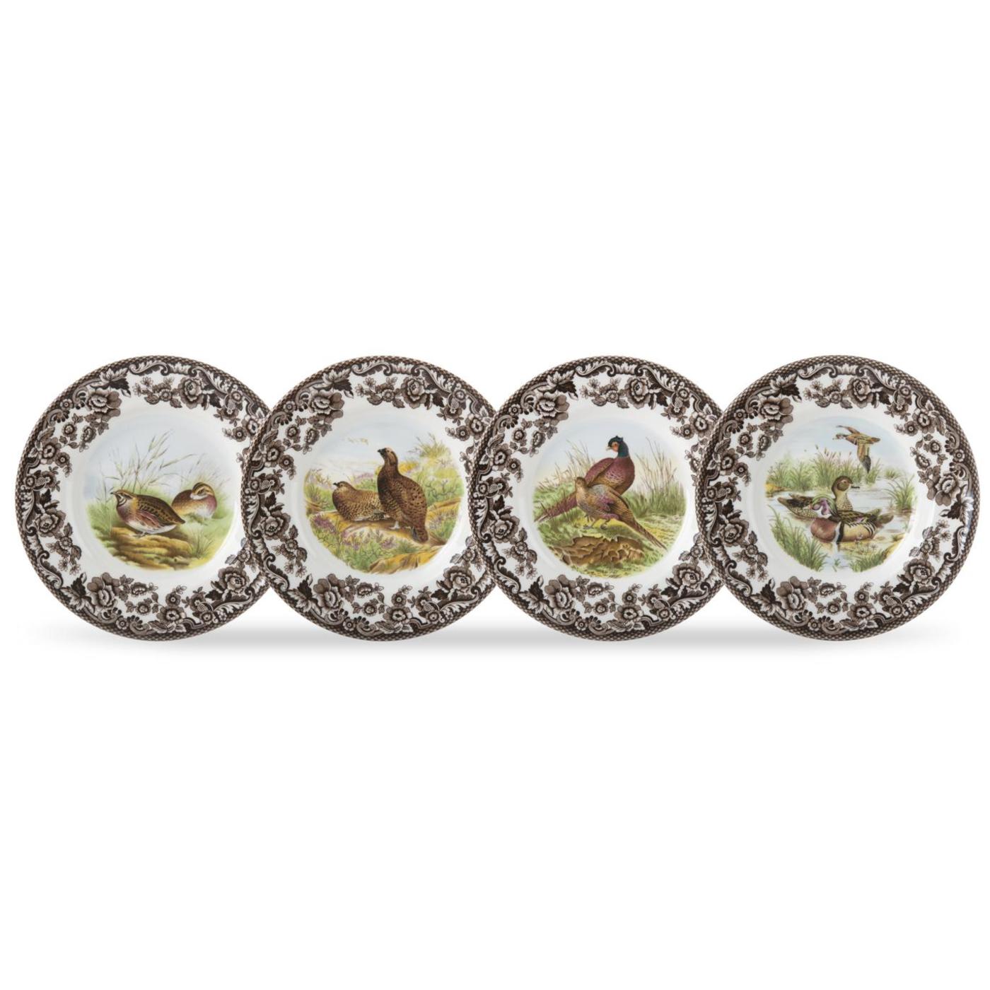 Spode Woodland Canapé Plates, Birds, Set of 4