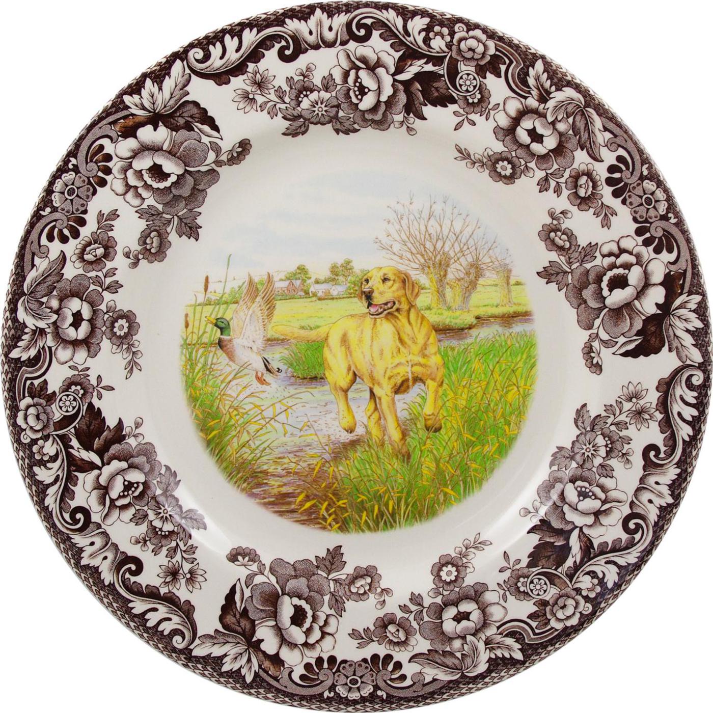 Spode Woodland Dinner Plate, Yellow Labrador Retriever
