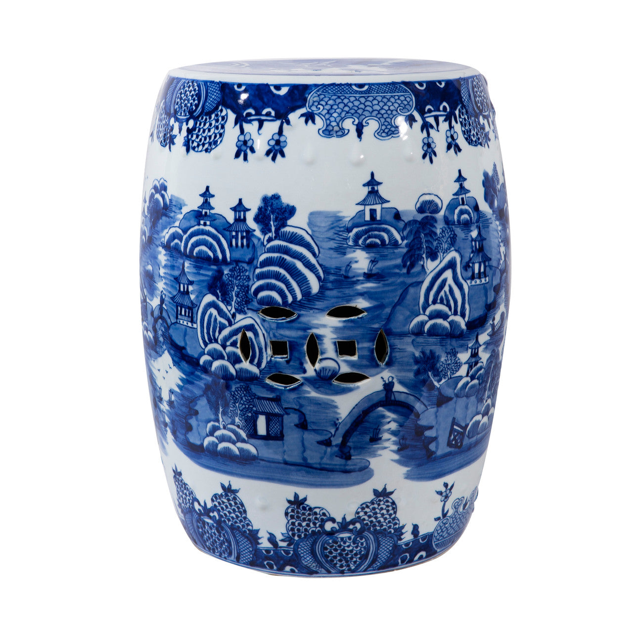 Vanessa Pagoda Garden Stool, Blue & White