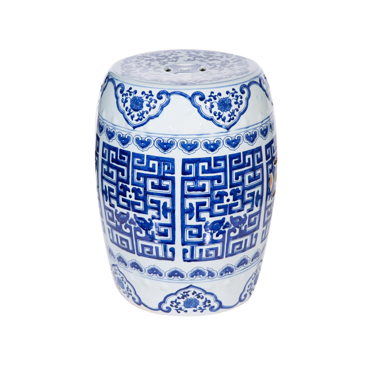 Kellery Garden Stool, Blue & White