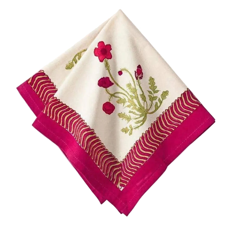 Poppies Red/Green Napkins, Set of 4