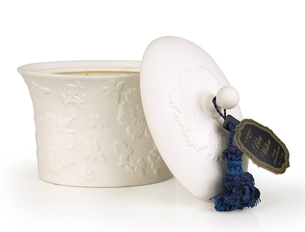Bleu Willow Bleu et Blanc Ceramic Candle