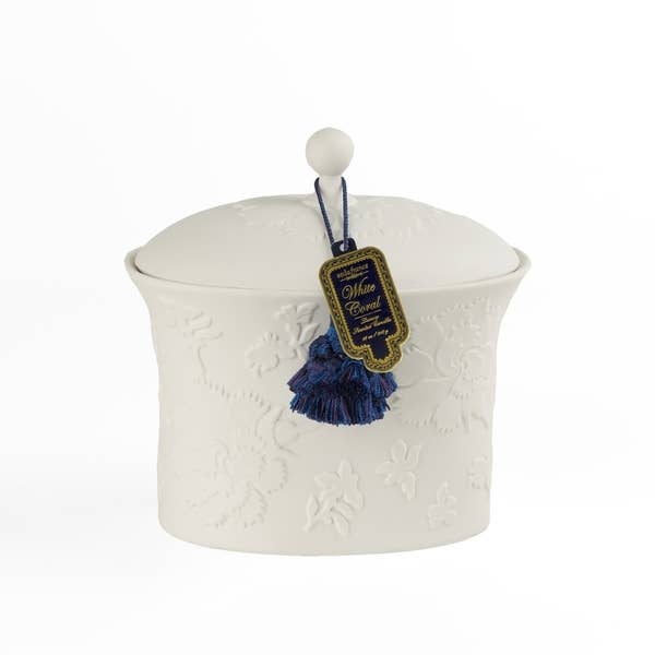 White Coral Bleu et Blanc Ceramic Candle