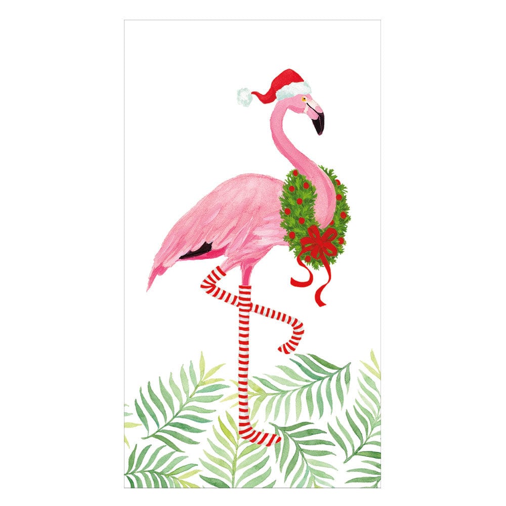 Caspari Christmas Flamingos Paper Guest Towel Napkins