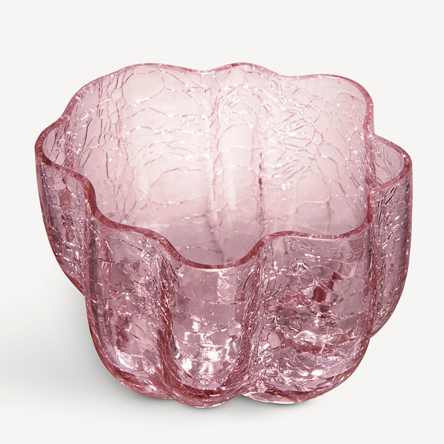 Crackle Small Bowl / Votive Holder Pink