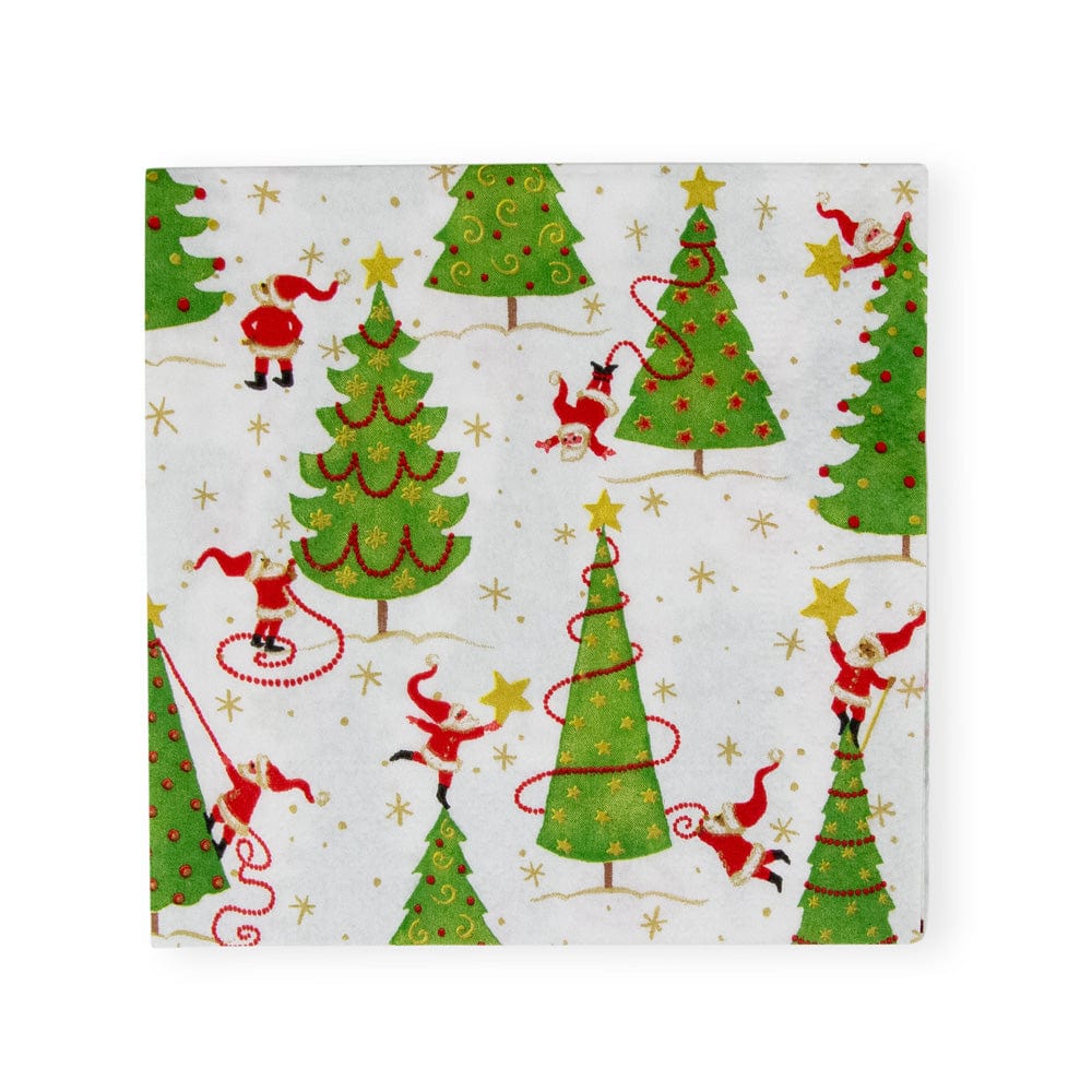 Caspari Twirling Santas Cocktail Napkins