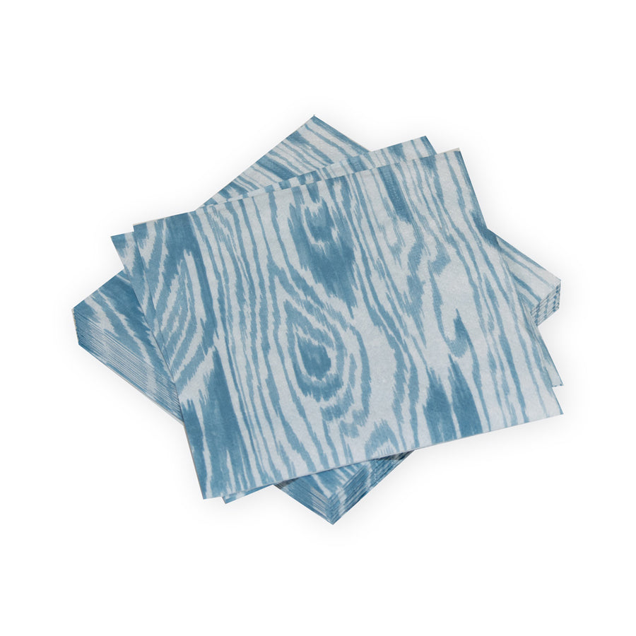 Caspari Woodgrain Stone Blue Cocktail Napkins