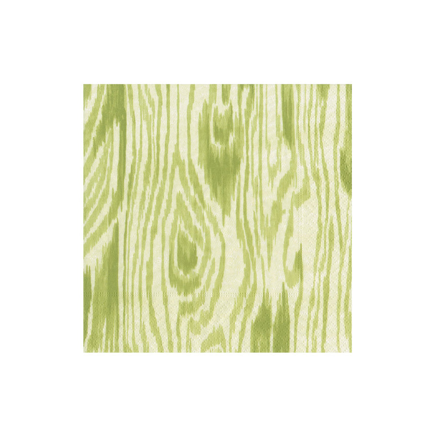 Caspari Woodgrain Moss Green Cocktail Napkins