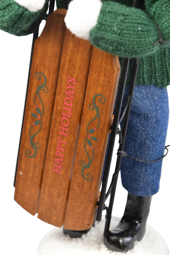 Byers Choice Skiing & Sledding Family Boy