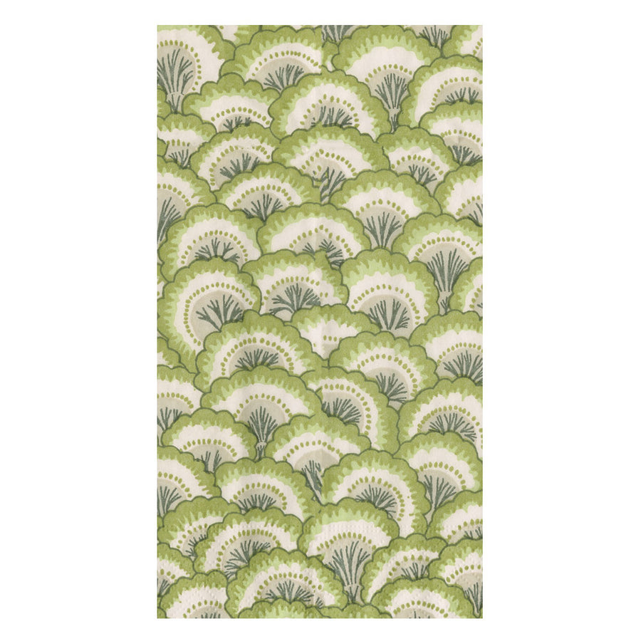 Caspari Pontchartrain Scallop Green Guest Towel Napkins