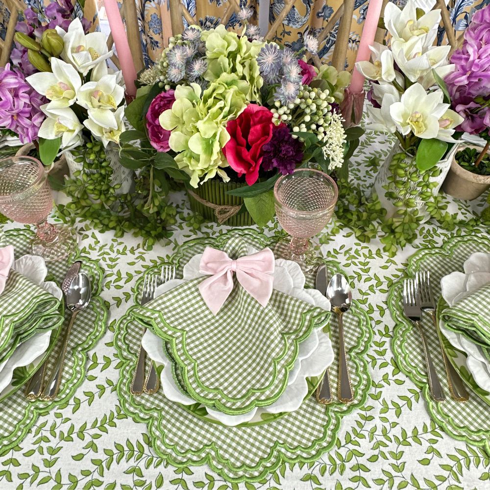 Bettina Light Green Gingham Napkins, Set of 4