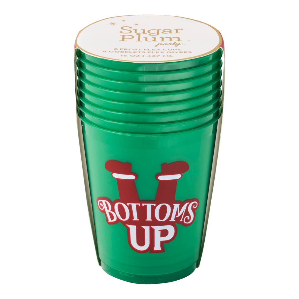 Bottoms Up Christmas Cocktail Frost Flex Cups, Pack of 8
