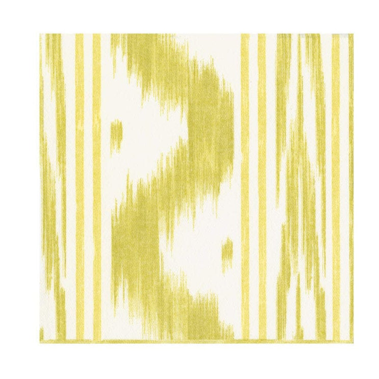 Caspari Toile De Nantes Yellow Paper Linen Cocktail Napkins
