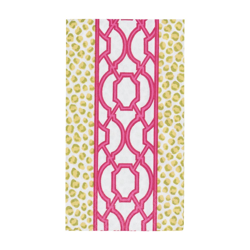Caspari Knots And Spots Green & Fuchsia Guest Towel Napkins