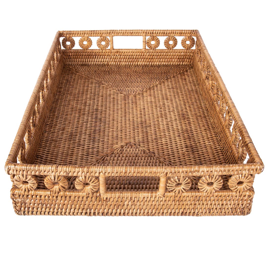 Diana Deep Rectangular Rattan Tray