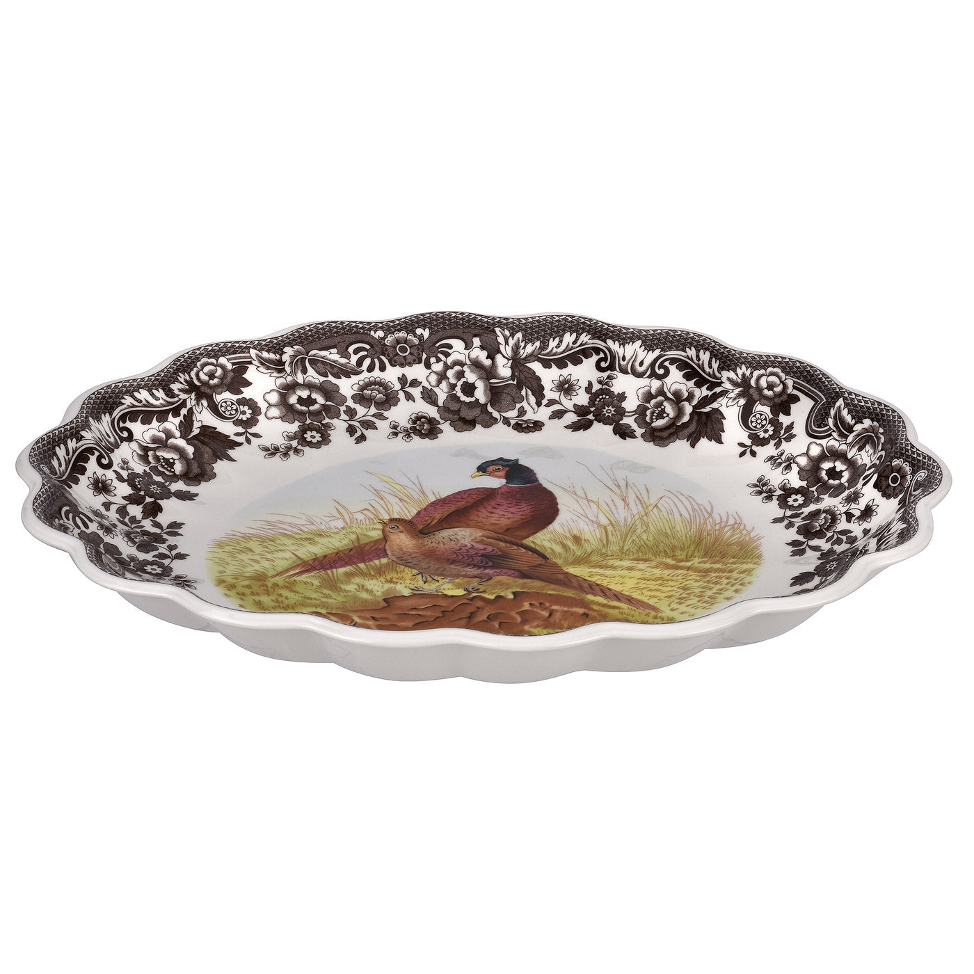 Spode Woodland Oval Fluted Dish, Pheasant