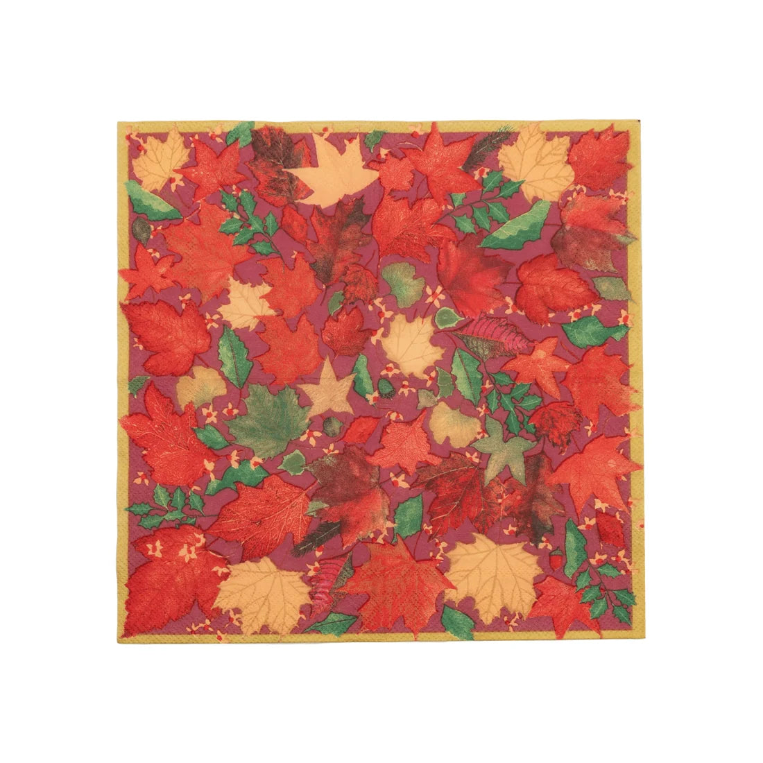 Caspari Swirling Leaves Burgundy Cocktail Napkins