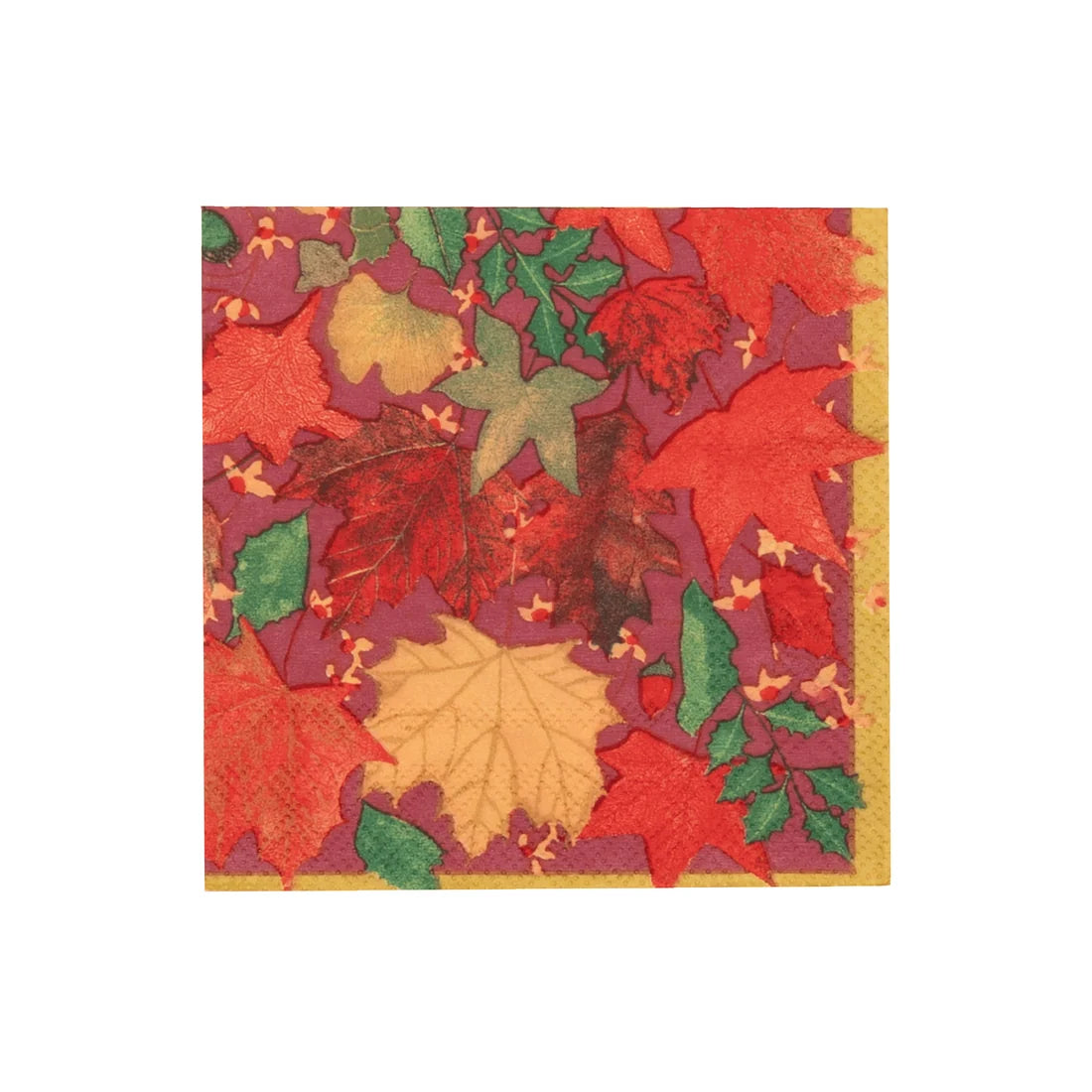 Caspari Swirling Leaves Burgundy Cocktail Napkins