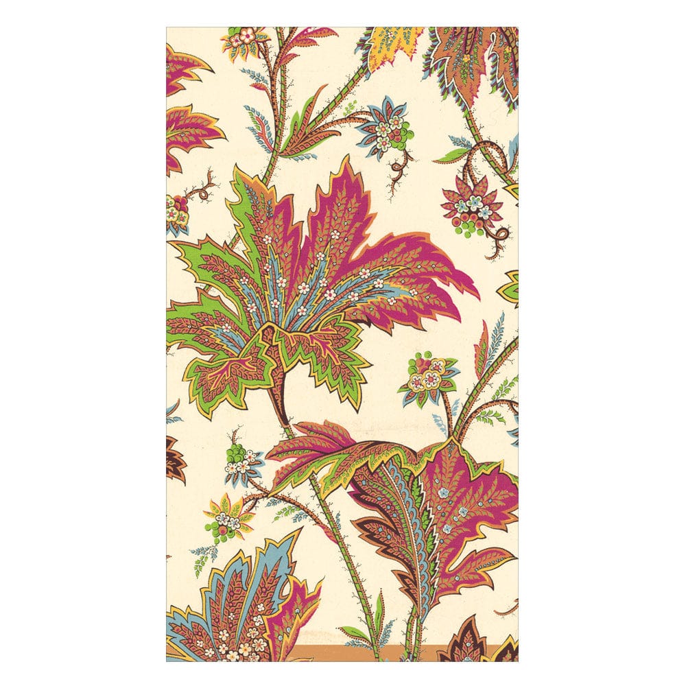Caspari Paisley Leaves Guest Towel Napkins, Ivory