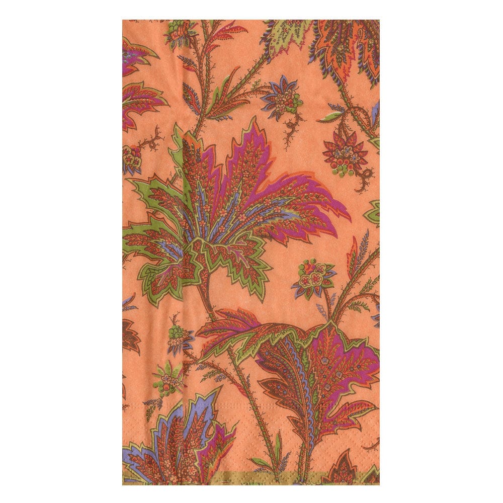 Caspari Paisley Leaves Coral Guest Towel Napkins
