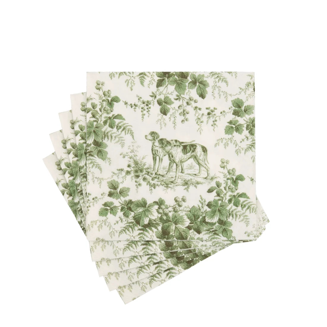 Caspari Hunting Toile Evergreen Cocktail Napkins