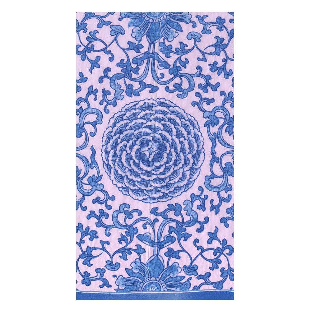 Caspari Indigo Garden Guest Towel Napkins, Blue/Pink