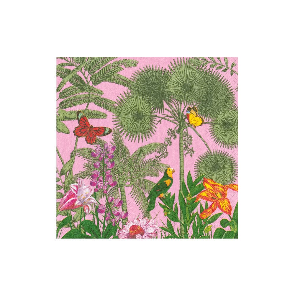 Caspari Paradise Garden Cocktail Napkins, Pink